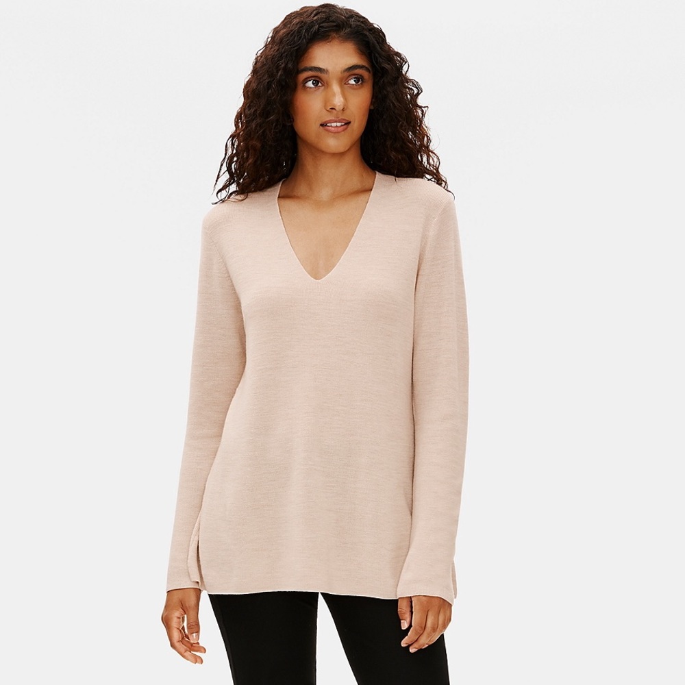 NWOT Eileen Fisher 100% Wool Sweater- Size S-Cream